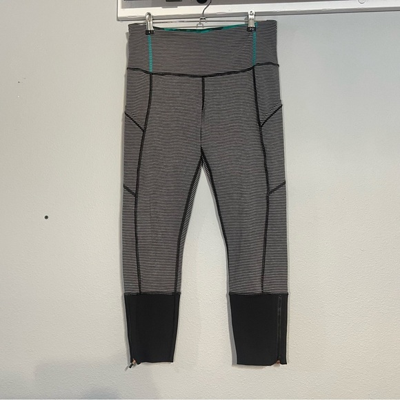 Lululemon Rebel Runner Crop Mini Pop Stripe Heathered Slate Black Size 8 - Picture 8 of 16